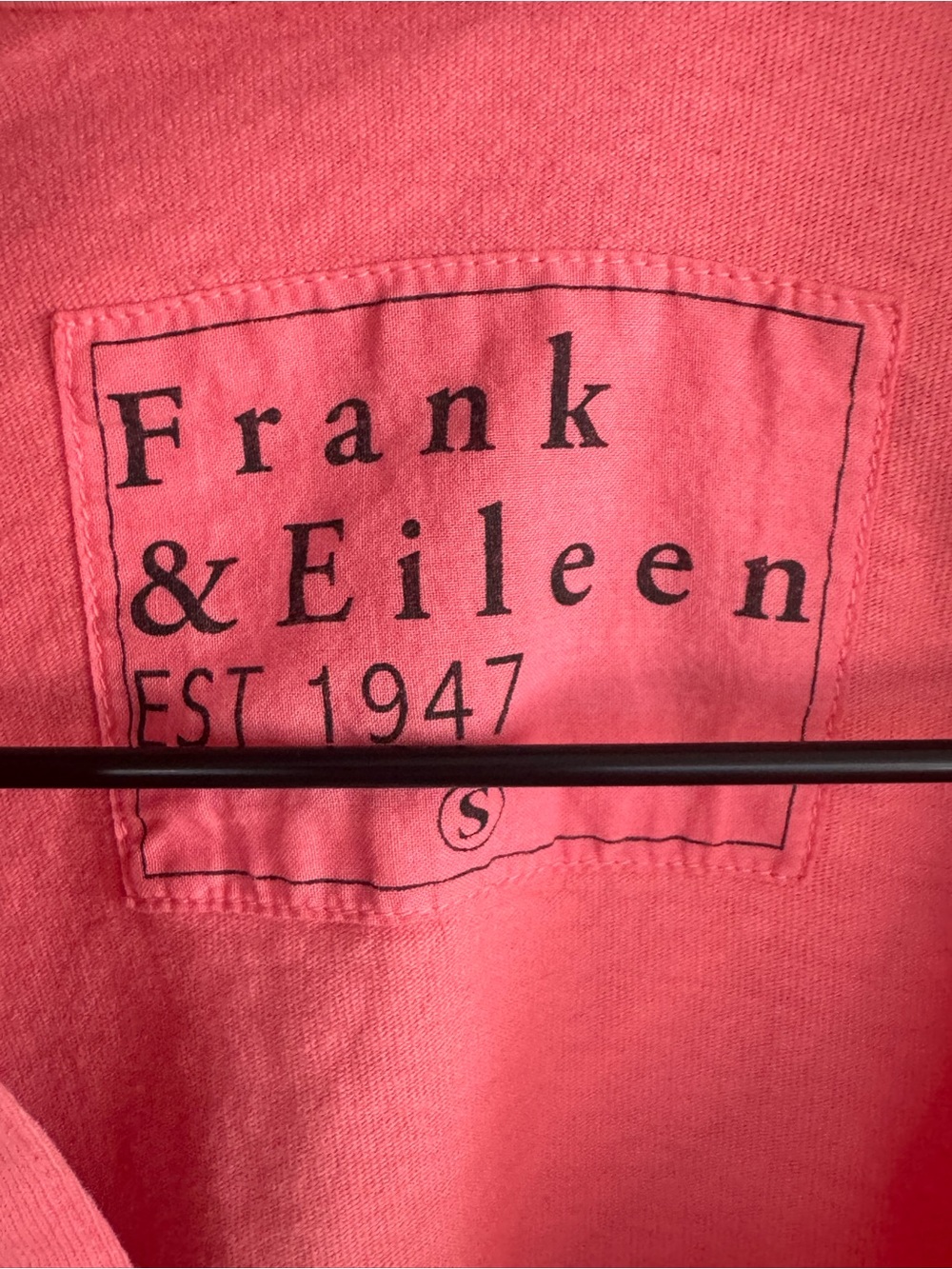 Frank & Eileen Patrick Popover Henley Pink Coral Cotton Raw Hem Minimalist S - Picture 3 of 15